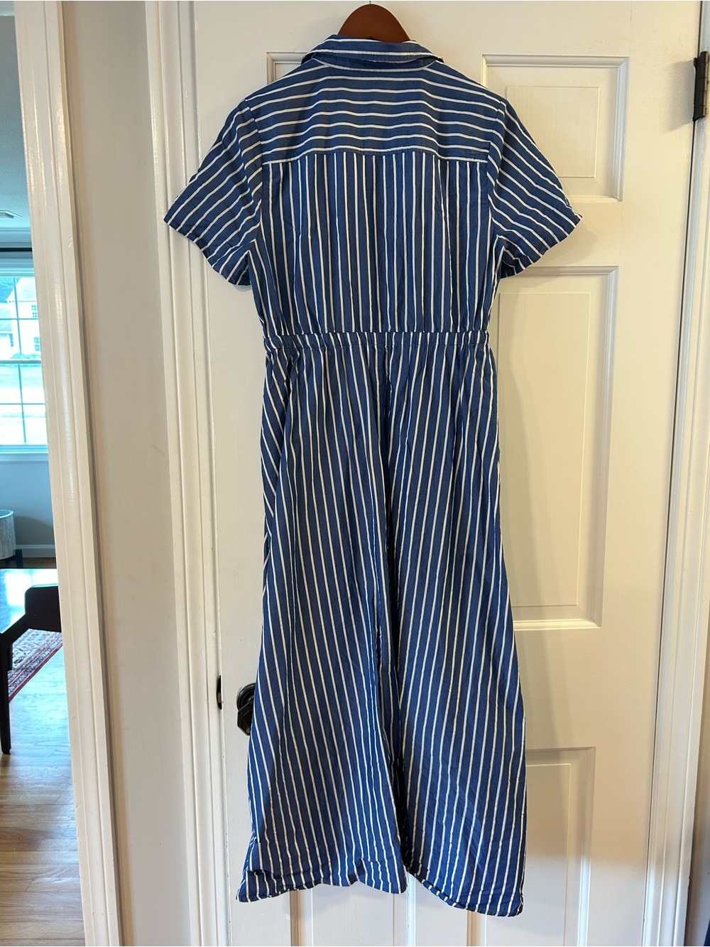 J. Crew Blue and White Striped Maxi Shirt Dress - Picture 3 of 7